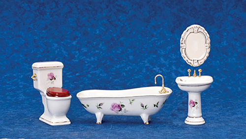 Bath Set, 4 pc., Pink Roses